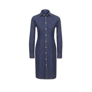 NWT Polo Ralph Lauren Cotton Denim Shirt Dress in Indigo Blue 8 $245